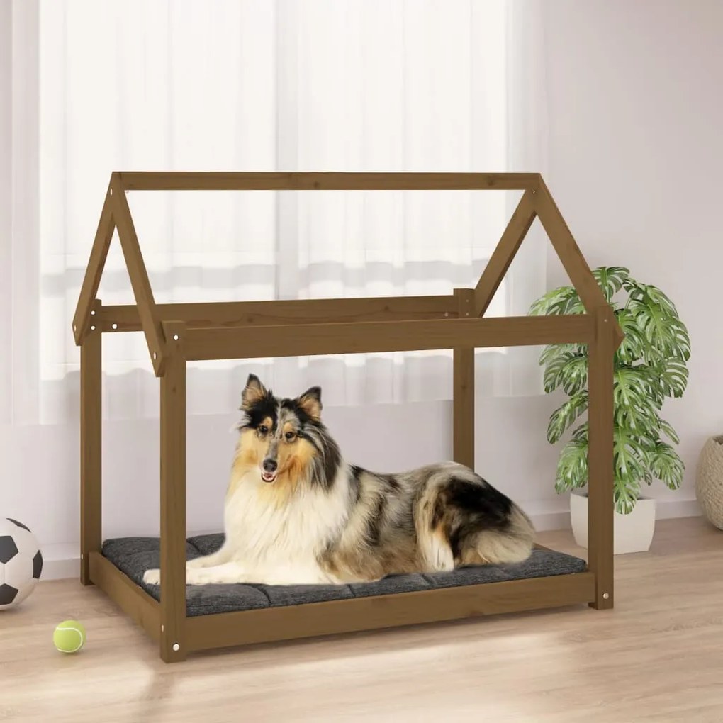 Cama para cães 101x70x90 cm pinho maciço castanho mel