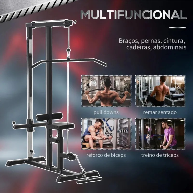 Máquina de Musculação com Polia e Assento Ajustável - HomeGym