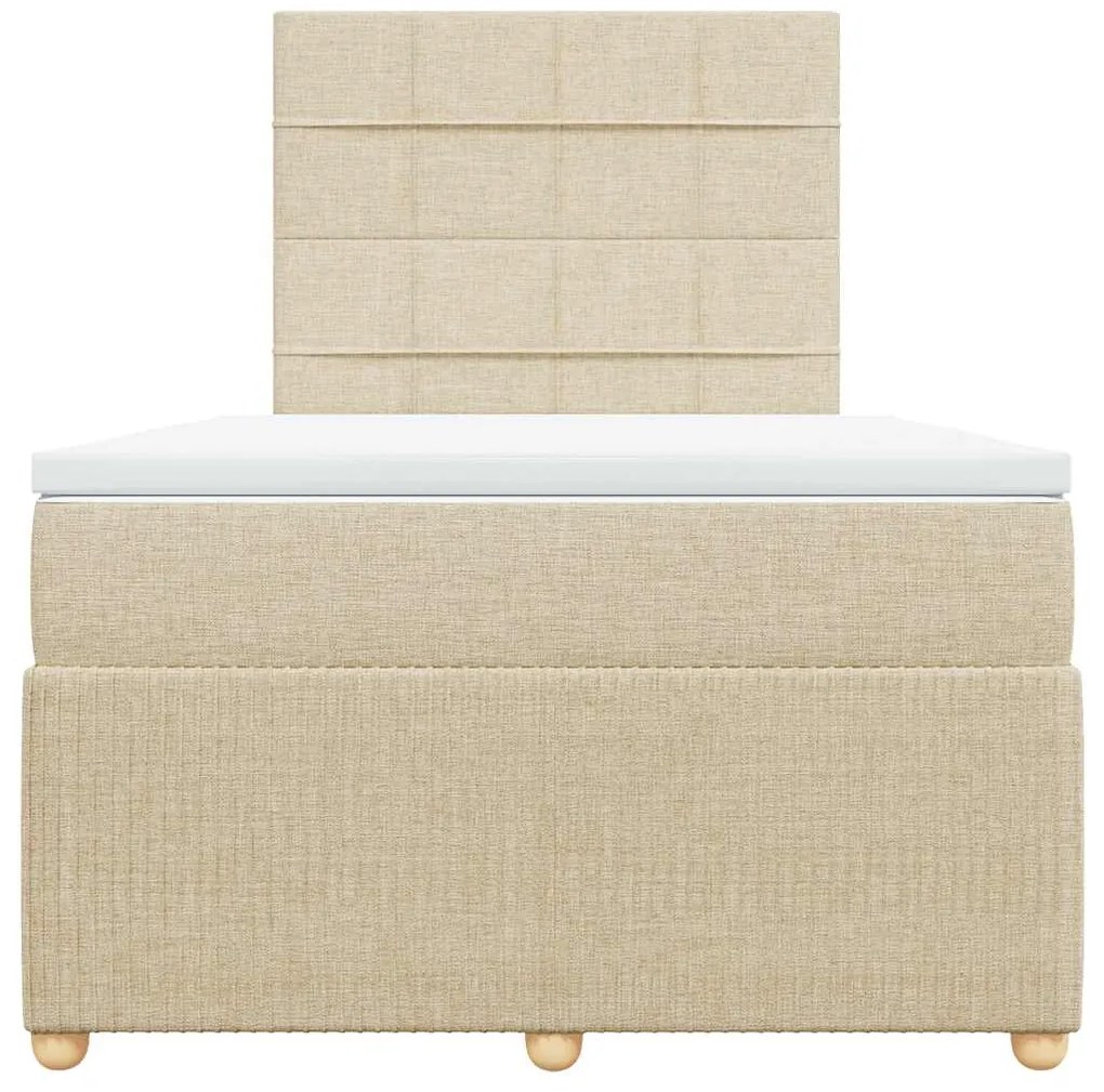 Cama boxspring com colchão 120x190 cm tecido cor creme