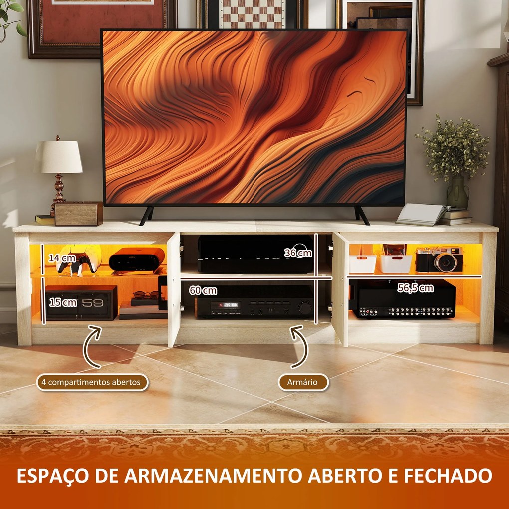 Móvel de TV Moderno com Luzes RGB 2 Orifícios para Cabos para Televiso