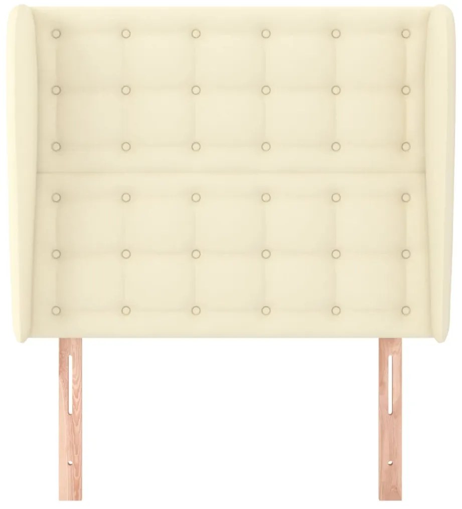 Cabeceira cama c/ abas couro artificial 103x23x118/128 cm creme