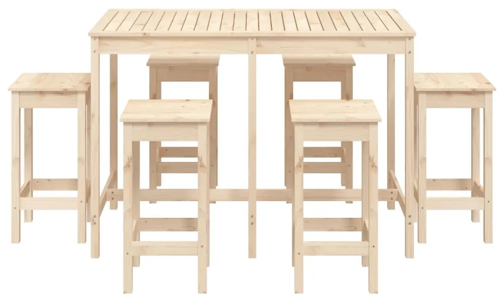 7 pcs conjunto de bar para jardim pinho maciço