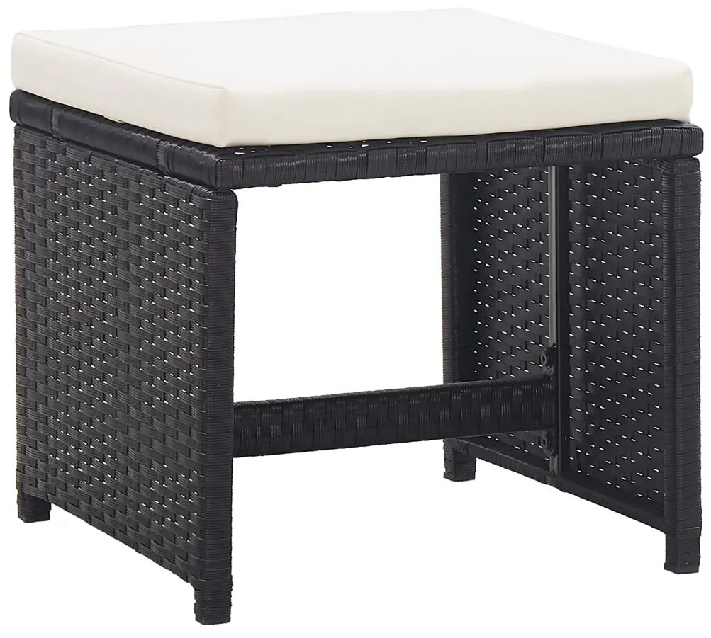 Bancos de jardim 2 pcs com almofadões em vime PE preto