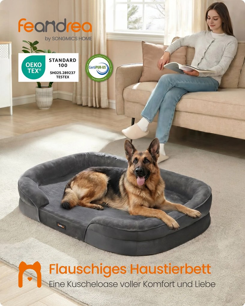 Cama ortopédica para cães 122 x 85 x 18 cm com bordas elevadas cinzento ardósia