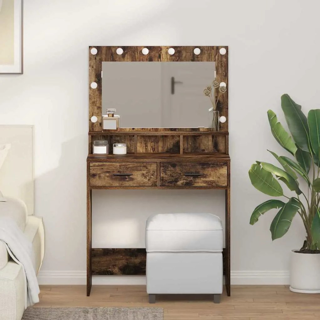 vidaXL Mesa de Maquiagem com gaveta Carvalho fumado 79 x 41 x 135 cm