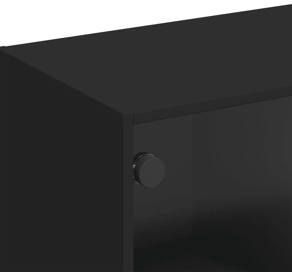 Móvel de TV c/ portas de vidro 102x37x42 cm preto