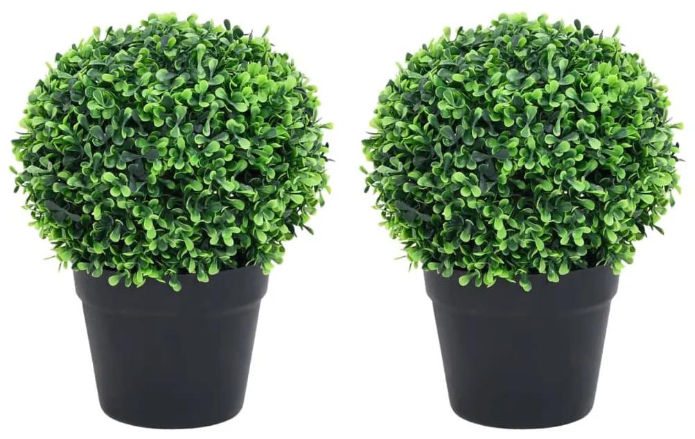 336519 vidaXL Plantas bolas de buxo artificiais c/ vasos 2 pcs 32 cm verde