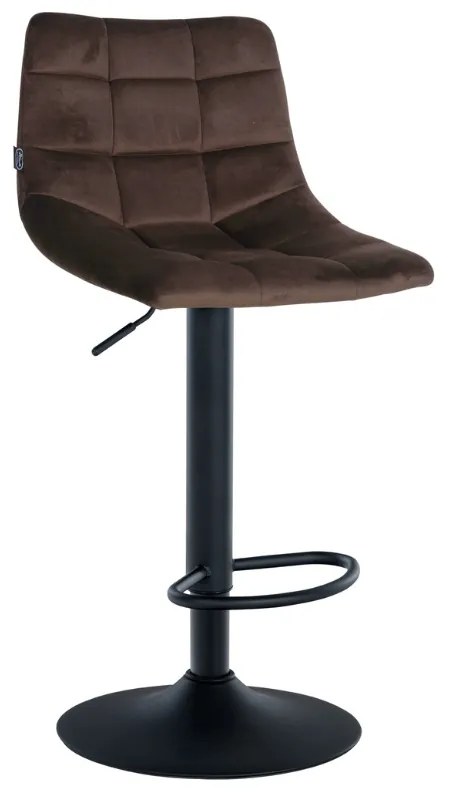 Banco de bar Jerry em veludo com estrutura preta 87-108,5 x 43 x 46,5 cm Castanho