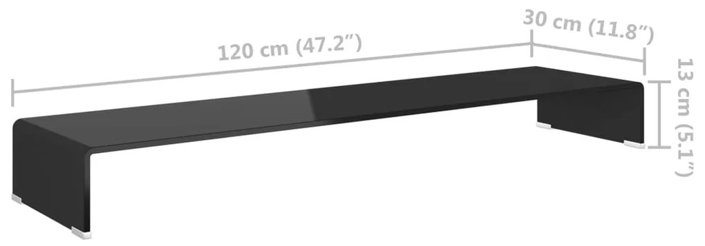Suporte de TV/monitores em vidro preto 120x30x13 cm