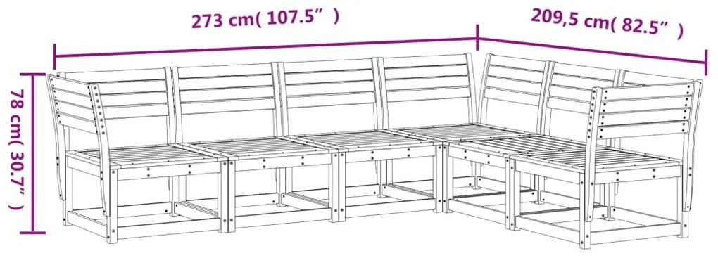 6 pcs conjunto sofás de jardim madeira de pinho maciça branco