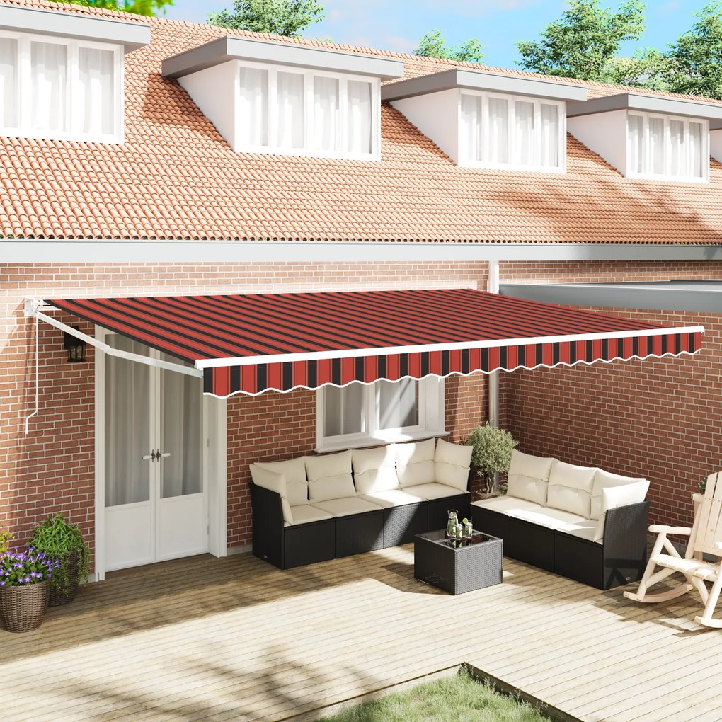 vidaXL Toldo Retrátil Automático Laranja e Marrom 500x300 cm