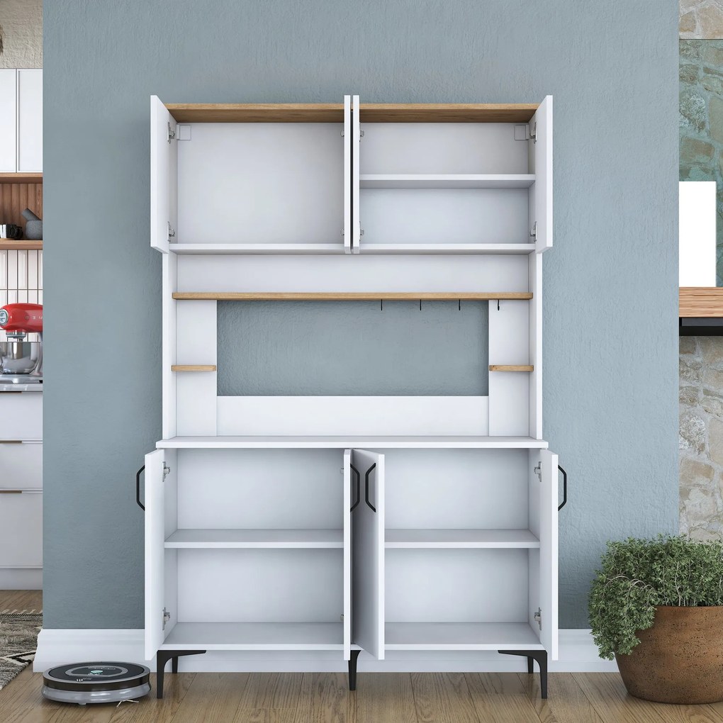 Armário Multiusos JE176 – Branco e Nogueira – 120x187,2x40 cm