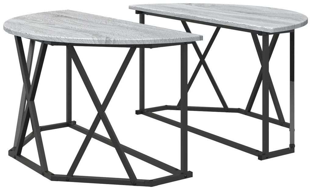 Mesa de Centro Cinza Sonoma 80x80x42 cm Feita de Madeira Engenharia