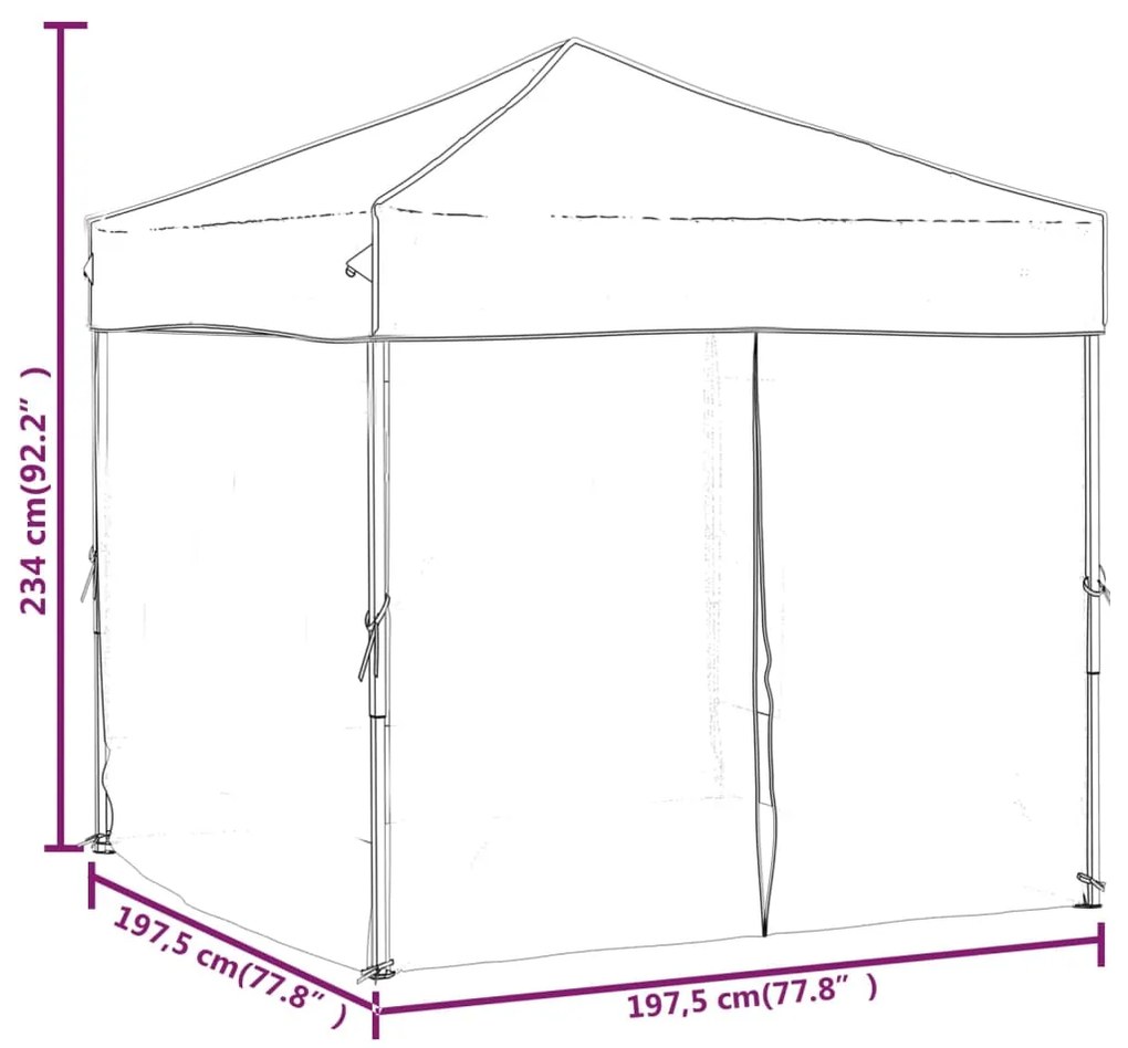 Tenda para festas dobrável com paredes laterais 2x2 m antracite