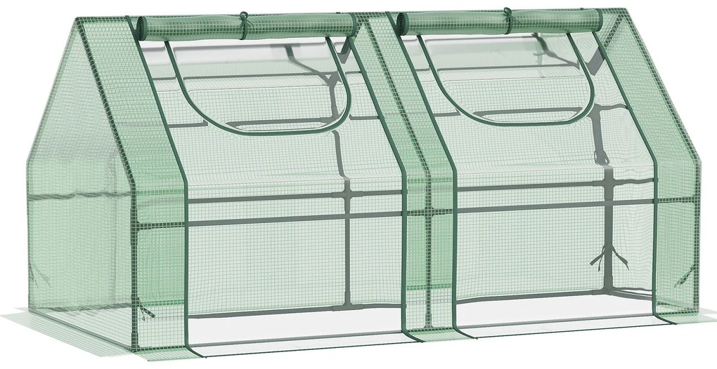 Outsunny Estufa Pequena Estufa de Exterior com Proteção Dupla Janelas Estufa para Cultivos de Plantas e Flores 180x90x90 cm Verde