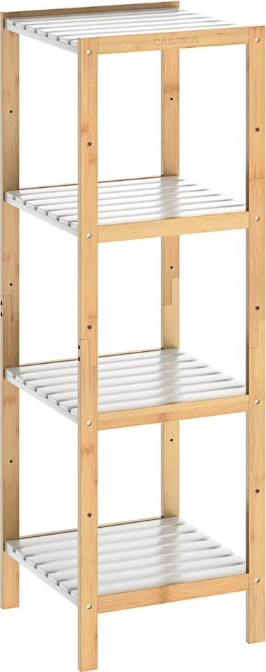 Estante de banheiro em bambu 110 x 33 x 34 cm Castanho + Branco