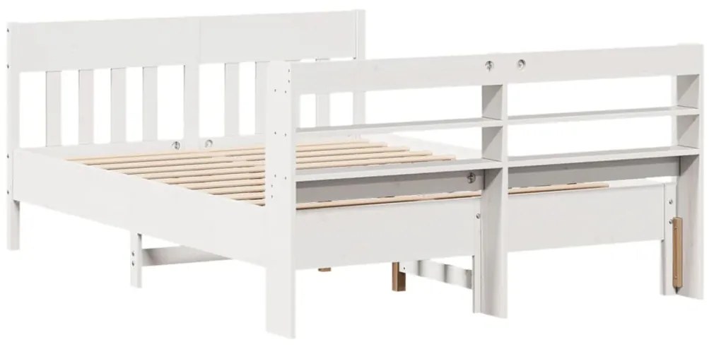Cama sem colchão 140x200 cm madeira de pinho maciça branco