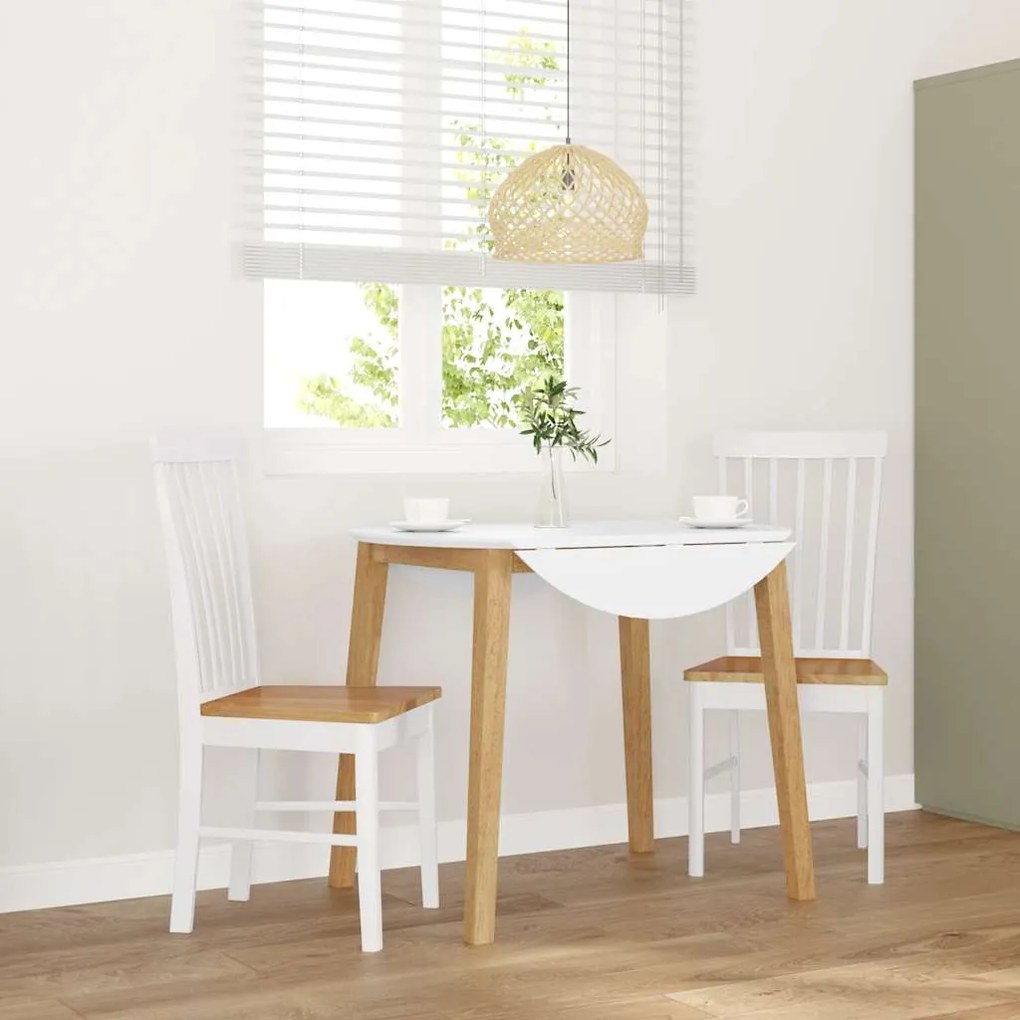vidaXL Cadeiras de jantar 2 pcs madeira de seringueira maciça branco