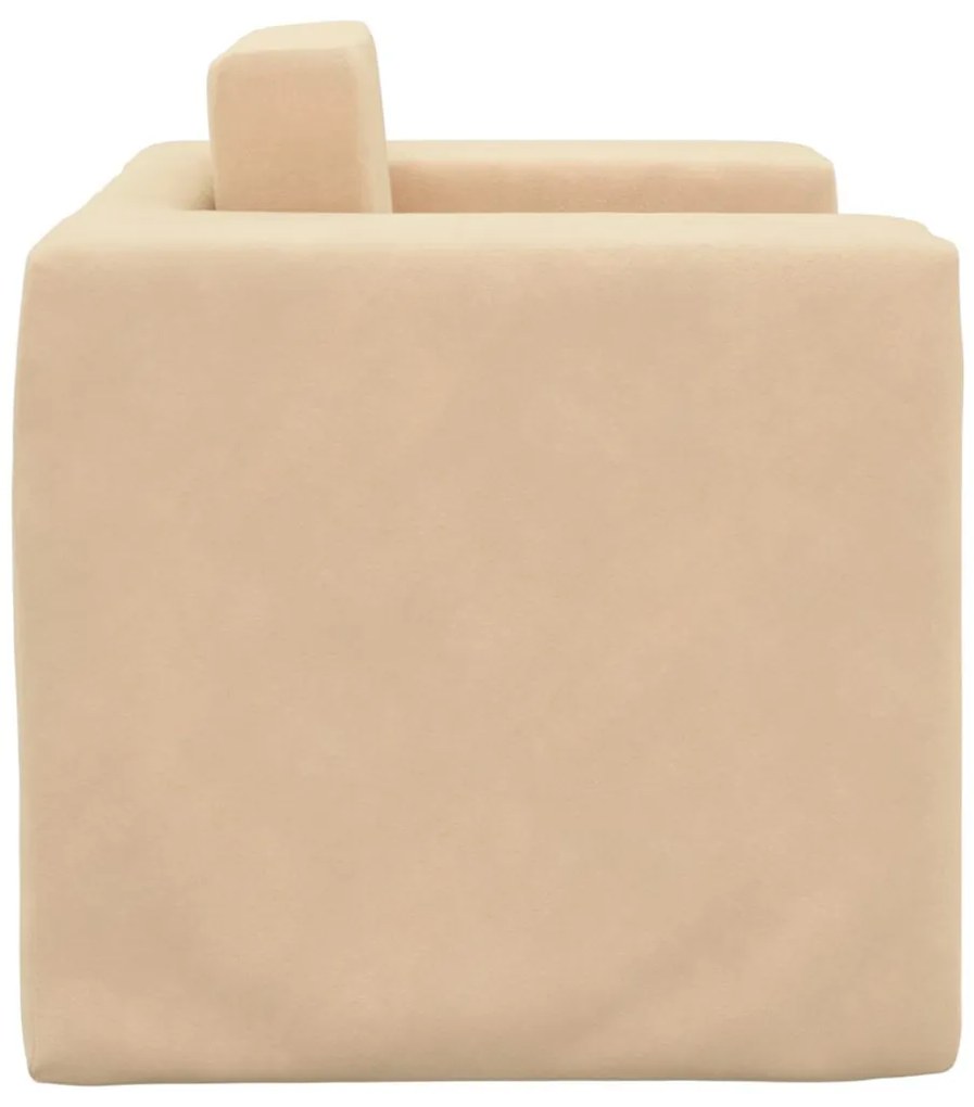 Sofá-cama infantil pelúcia macia cor creme