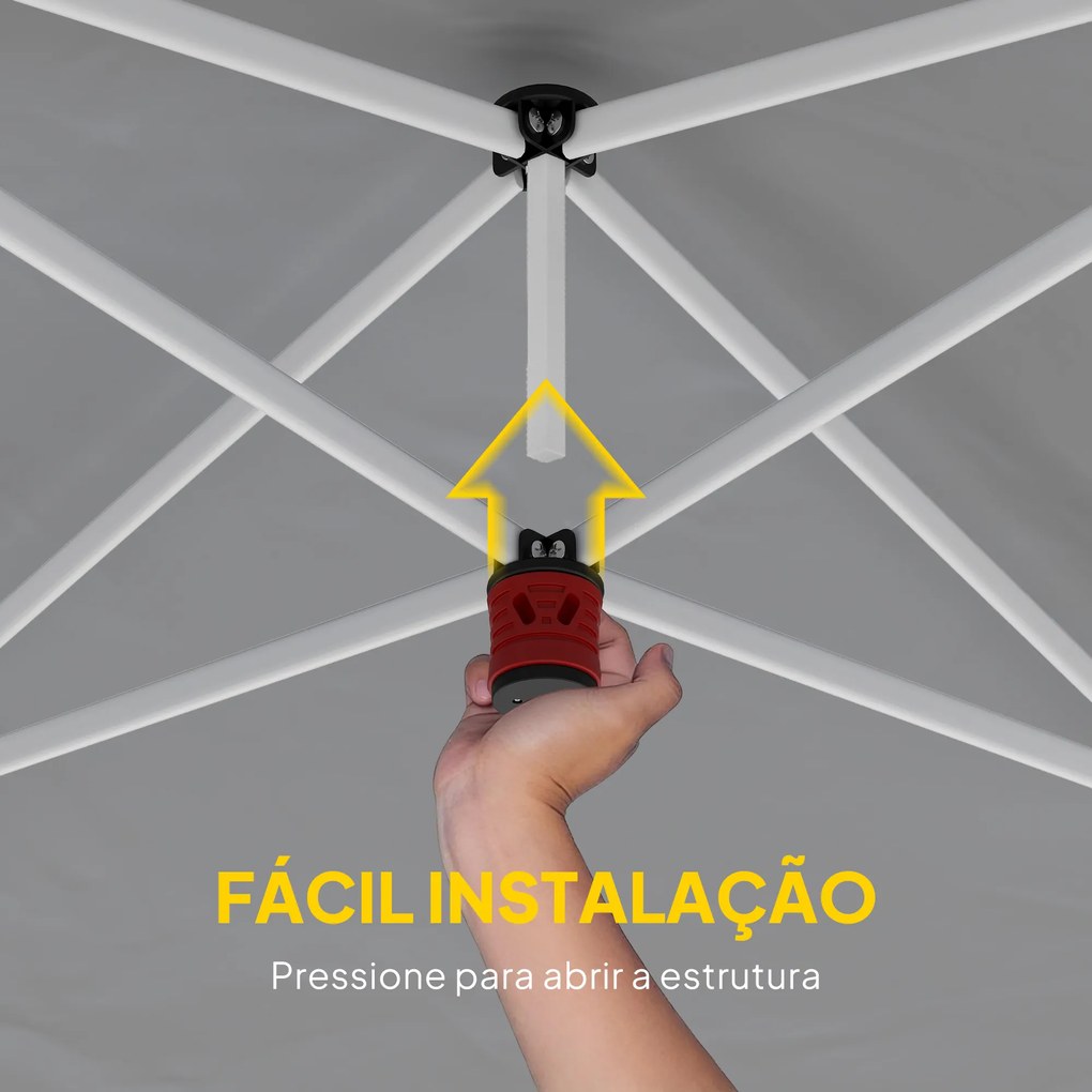 Tenda Dobrável 6x3 m Pop-up com 4 Laterais Amovíveis Tenda de Jardim com Faixas Refletoras Altura Ajustável UPF50+ Cinzento