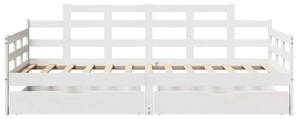 Sofá-cama c/ gavetas 90x190 cm madeira de pinho maciça branco