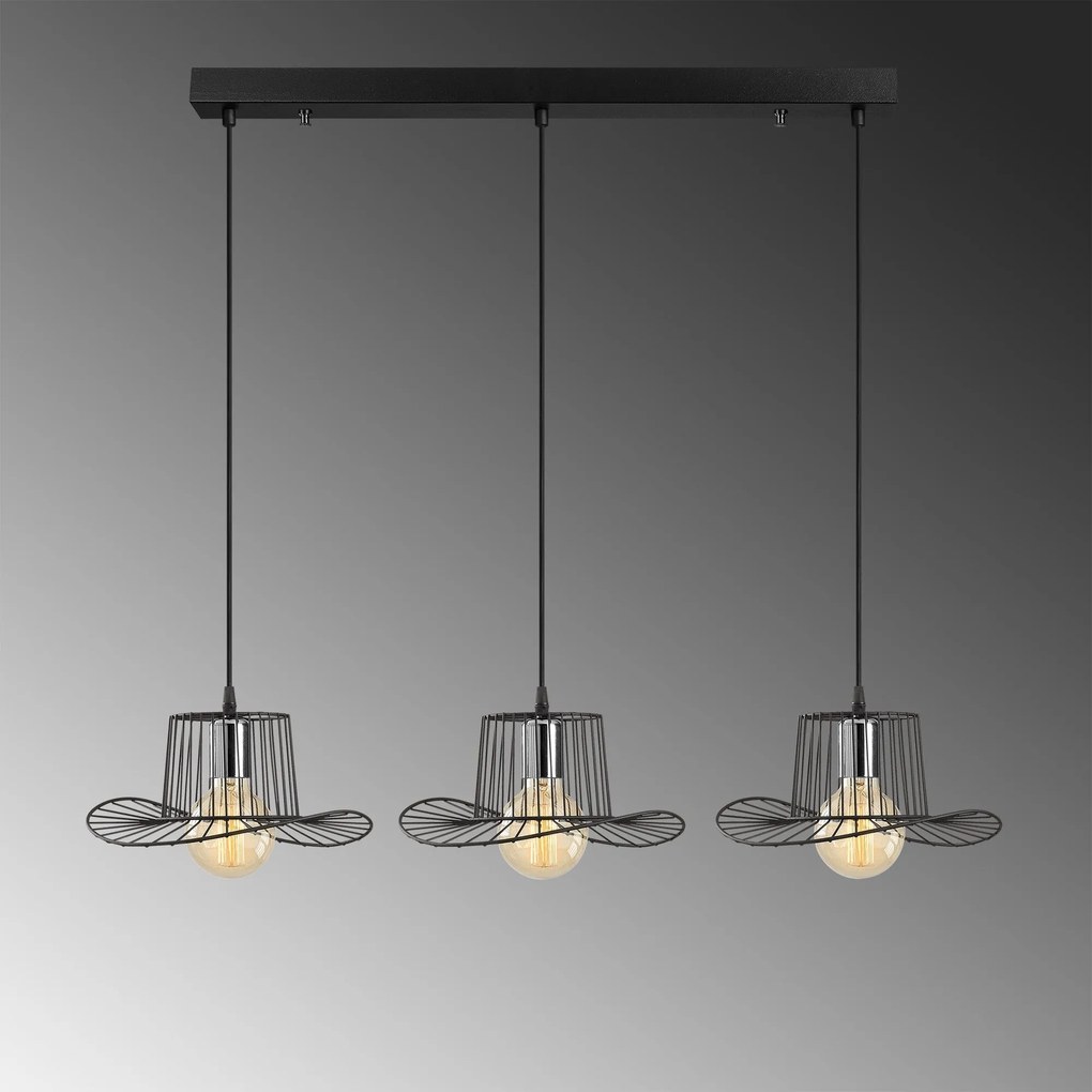 Candeeiro de Teto Tel – Preto – 100 x 30 cm