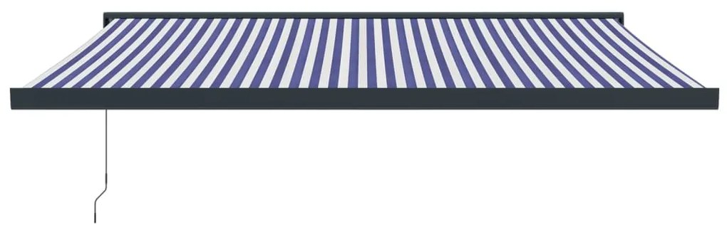 Toldo retrátil 4x3 m tecido e alumínio azul e branco
