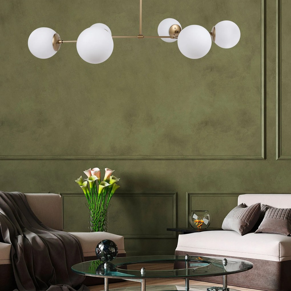 Candeeiro de Teto Damar – Amarelo e Branco – 100 x 58 cm