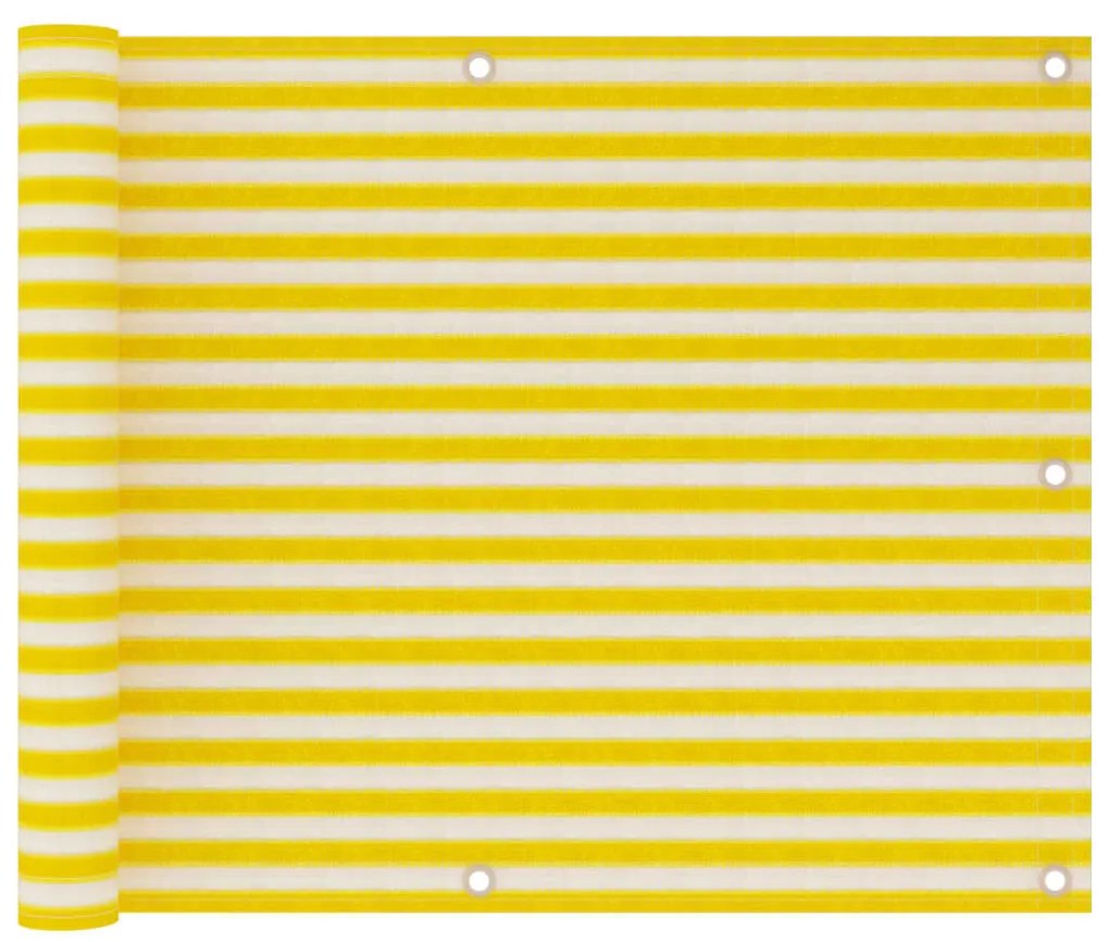 vidaXL Tela de varanda 75x300 cm PEAD amarelo e branco