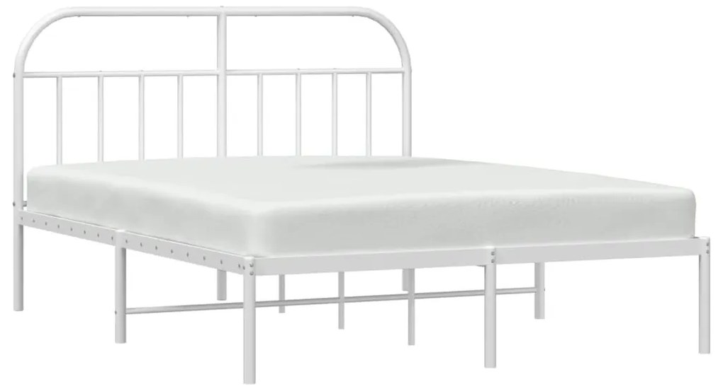 Estrutura de cama com cabeceira 160x200 cm metal branco