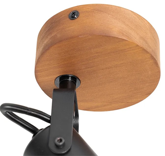 Projetores industriais pretos com madeira inclinável - Tommy