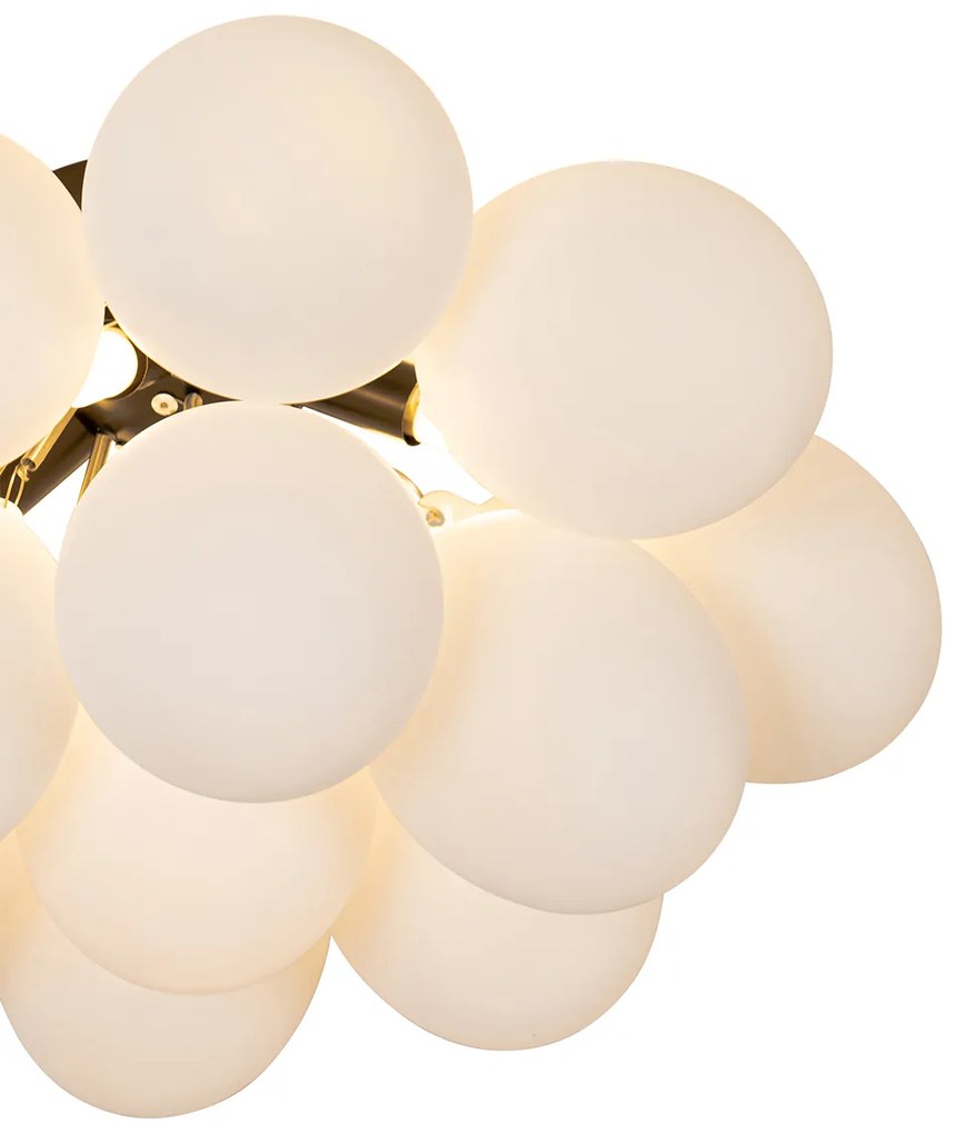 LED Plafond Inteligente Preto com Vidro Opalino 4-Luzes Incl. 4 WiFi G9 - Uvas Design