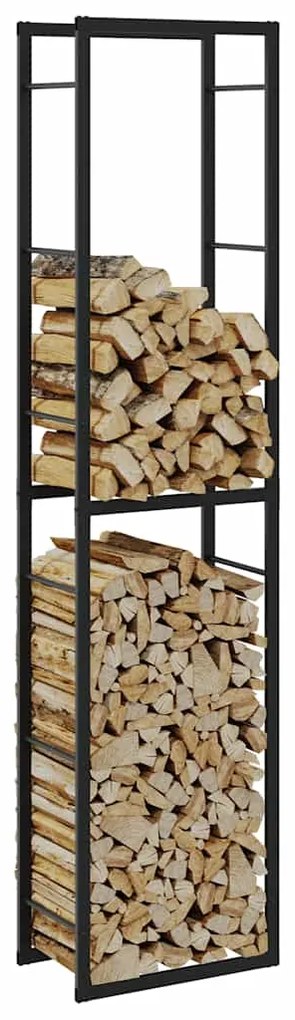 vidaXL Suporte para lenha 50x30x209 cm aço preto
