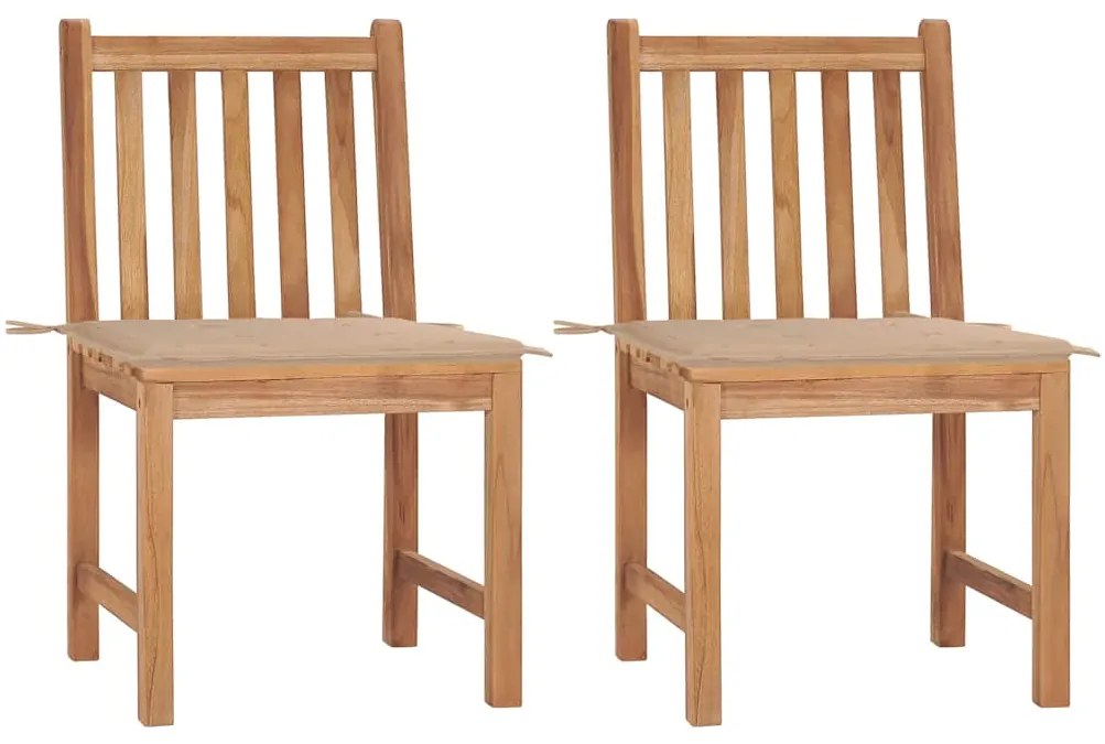 vidaXL Cadeiras de jardim c/ almofadões 2 pcs teca maciça