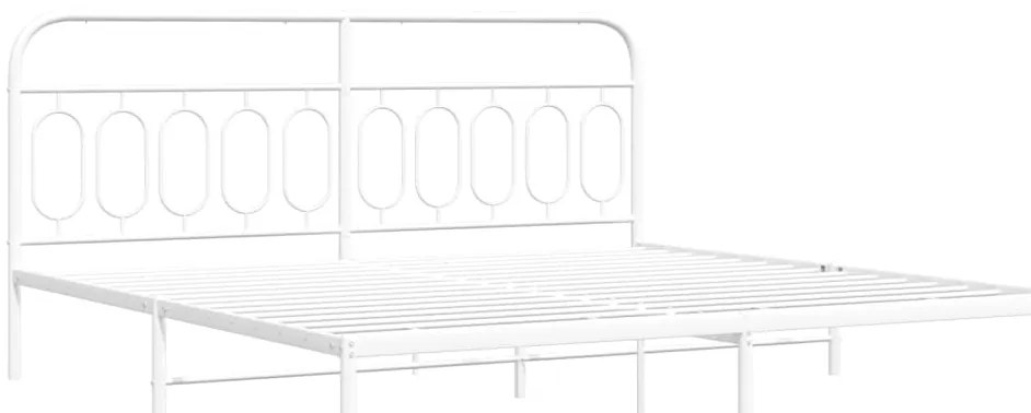 Estrutura de cama com cabeceira 200x200 cm metal branco