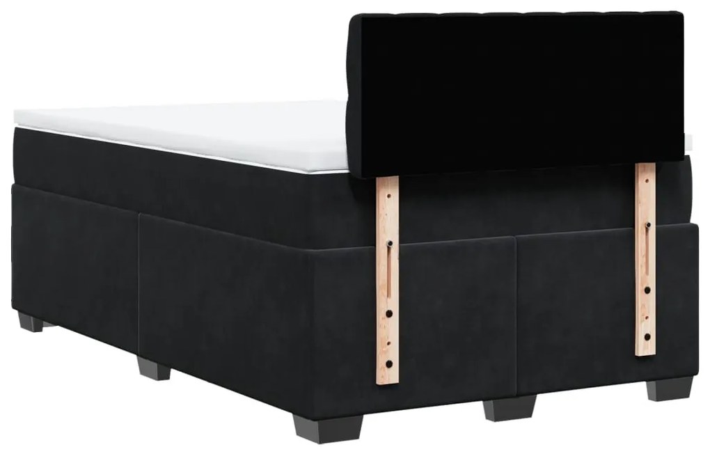 Cama boxspring com colchão 120x190 cm veludo preto