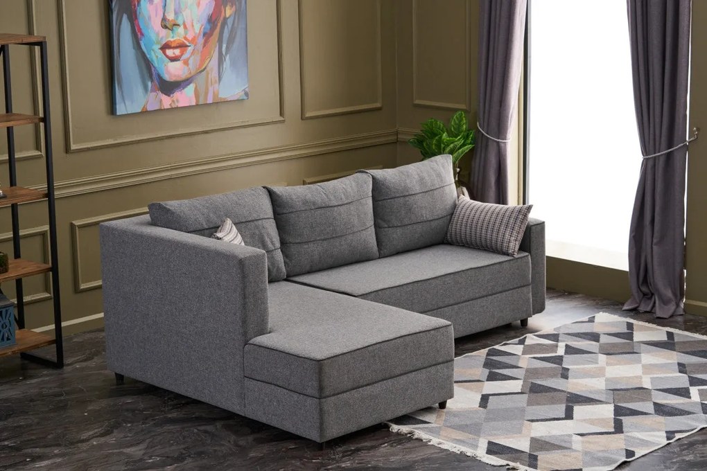 Sofá-Cama de Canto Ece – Cinzento – 242x88x90 cm