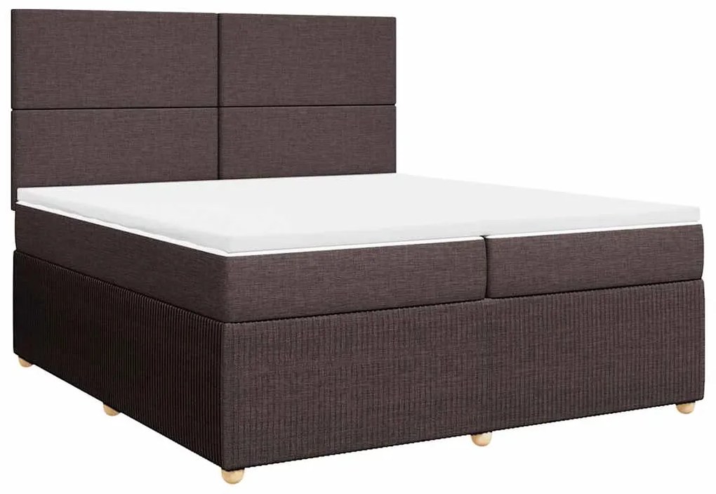 Cama com molas/colchão 200x200 cm tecido castanho-escuro