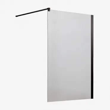 Mampara De Duche Fixa Com Vidro Temperado De 8 Mm E Alumínio Bristol Transparente & Preto Mate & 120 X 195 Cm - Sklum