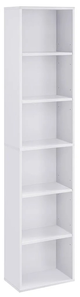 Estante de livros estilo escandinavo VASAGLE com 6 níveis e prateleira para sala de estar, escritório, quarto, estudo, 40 x 24 x 178,5 cm, branca LBC167T14