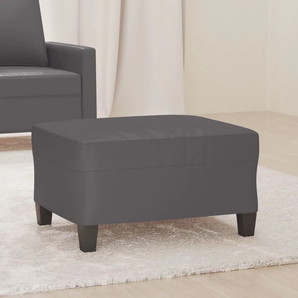 vidaXL Apoio de pés 70x55x41 cm couro artificial cinza