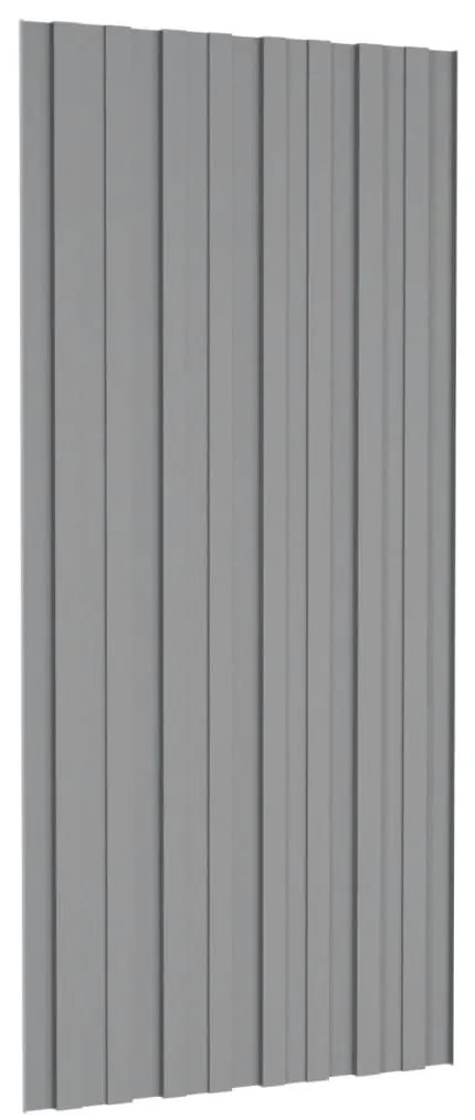 Painéis de telhado 12 pcs 100x45 cm aço galvanizado cinzento