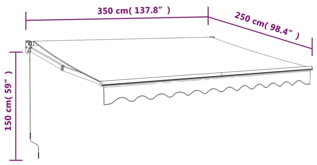 Toldo retrátil automático 3,5x2,5 m antracite