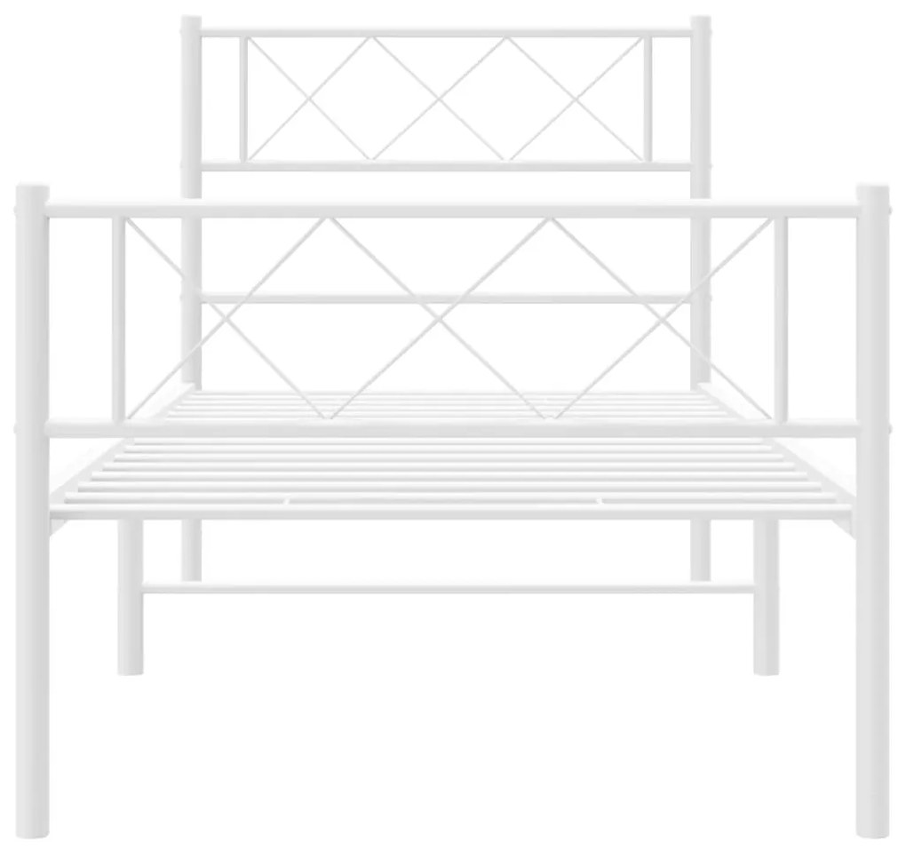 Estrutura de cama com cabeceira e pés 90x190 cm metal branco