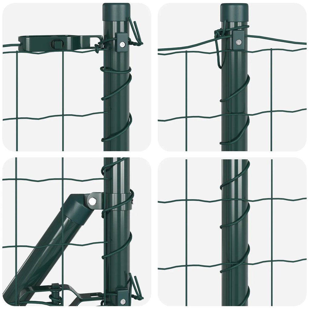 Cerca Euro com 13 Postes 0.6x25 m Aço Galvanizado Verde