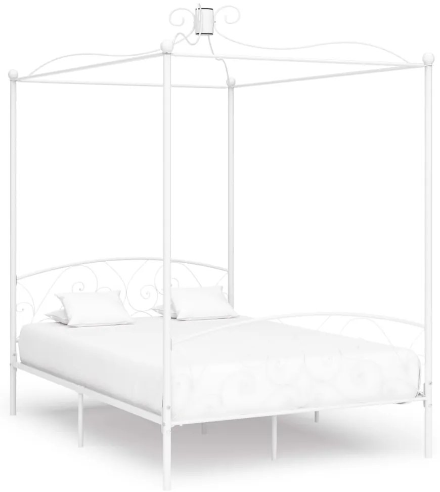 Estrutura de cama com dossel 120x200 cm metal branco