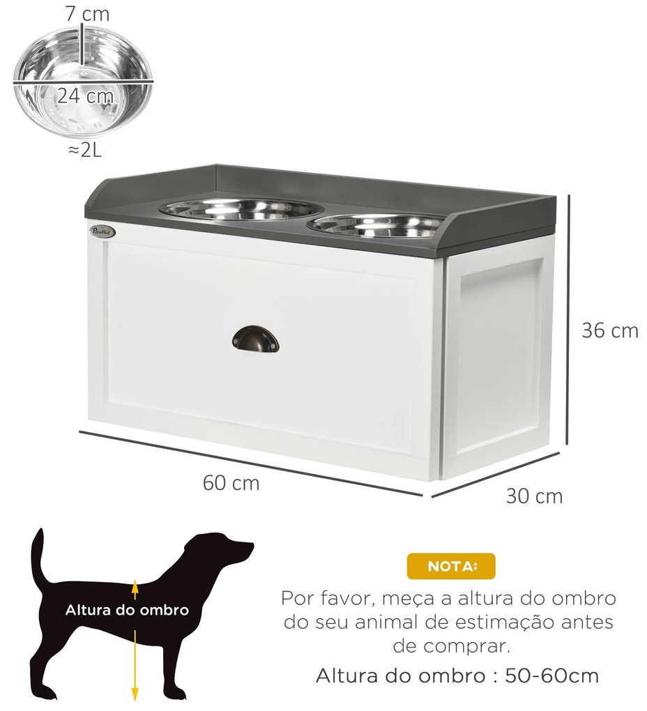 PawHut Comedouro Elevado para Cães Comedouro para Cães com 2 Tigelas 2