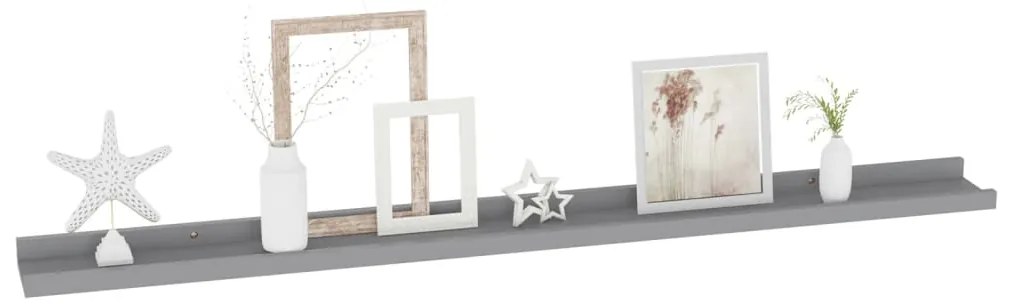 Prateleiras de parede 4 pcs 100x9x3 cm cinzento