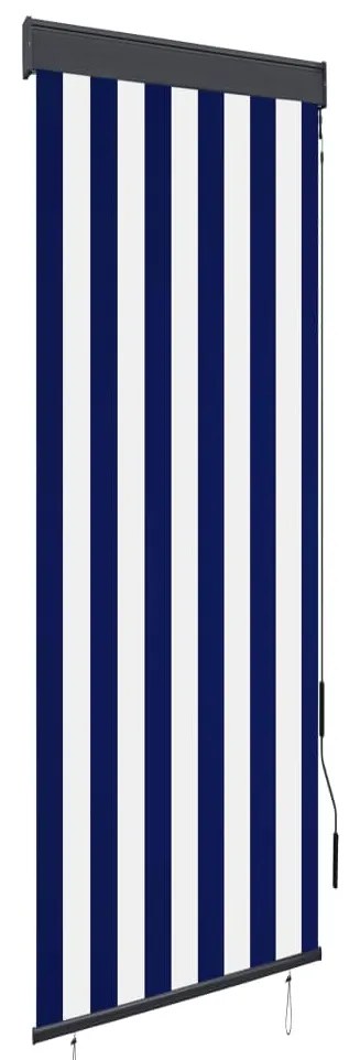 145943 vidaXL Estore de rolo para exterior 60x250 cm azul e branco