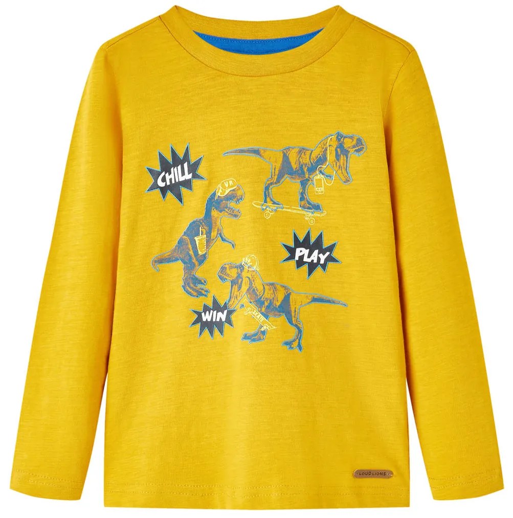 T-shirt de manga comprida para criança cor ocre 104